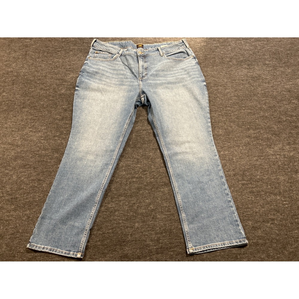 Lee Straight Leg Jeans Womens 22W Short Blue New Friction Resistant Midrise